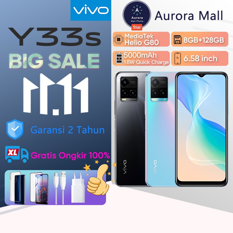 Vivo Y33s 8/128GB (RAM 8GB + Extended 4GB) NFC Garansi Resmi Vivo Indonesia