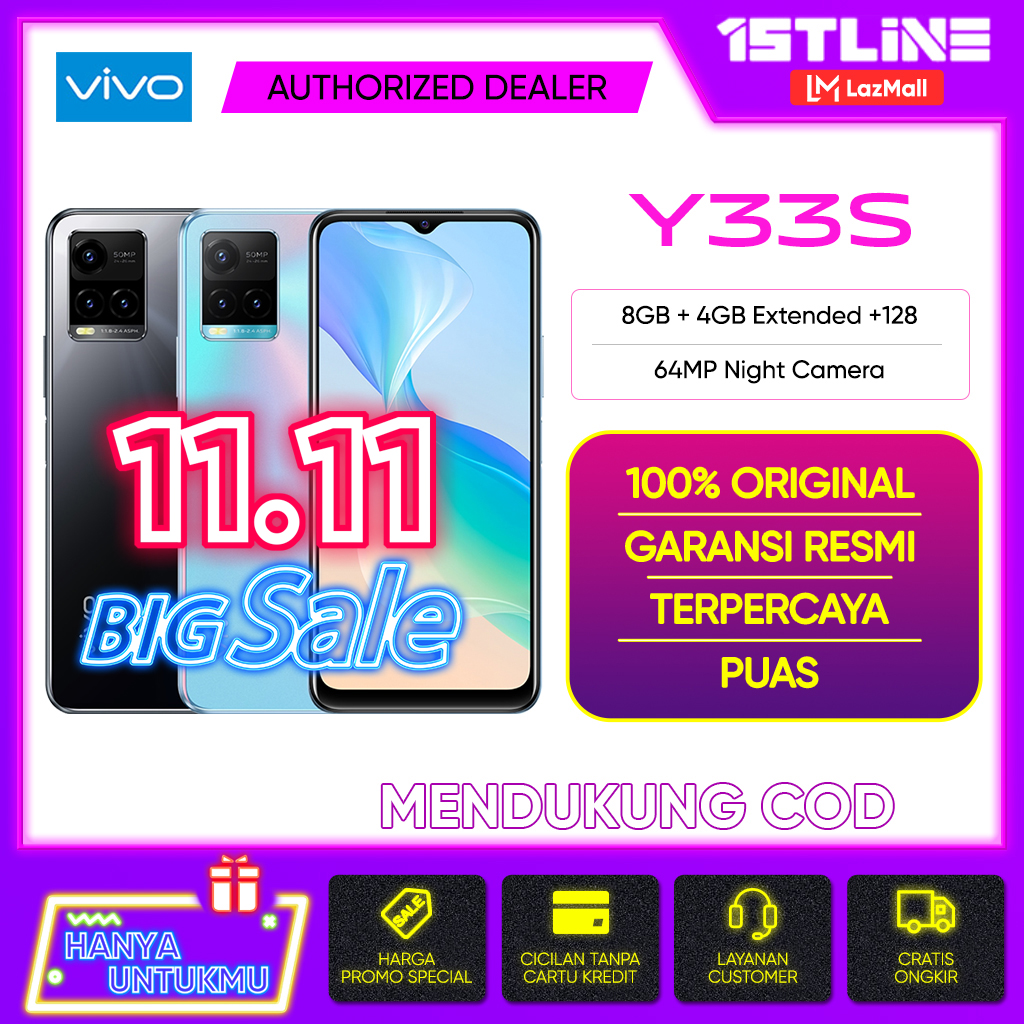 VIVO Y33S RAM 8/128 + 4GB Extended Helio G80 Gaming 5000mAh 50MP (TYP) 6.58 inch 50MP garansi resmi