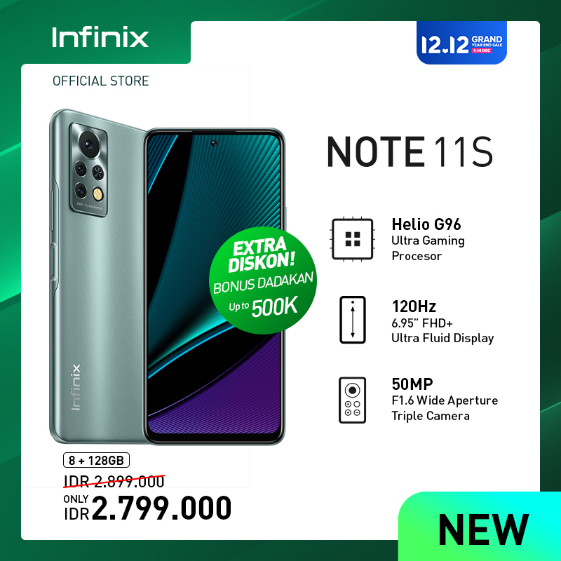 Infinix Note 11S 8/128GB - Helio G96 - 6.95" FHD+ 120Hz - 50MP Triple Camera
