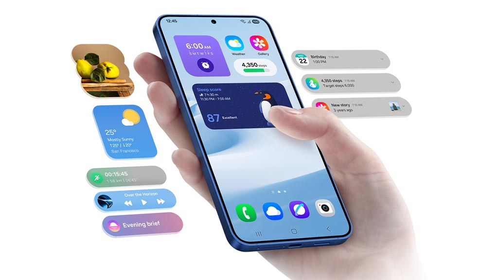 Tampilan antarmuka Samsung One UI 7 pada smartphone Galaxy S24