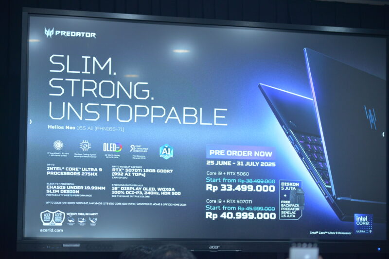 Content image for article: Acer Luncurkan Predator Helios 18 AI & Neo 16S AI, Laptop Gaming dengan Performa Desktop-Class