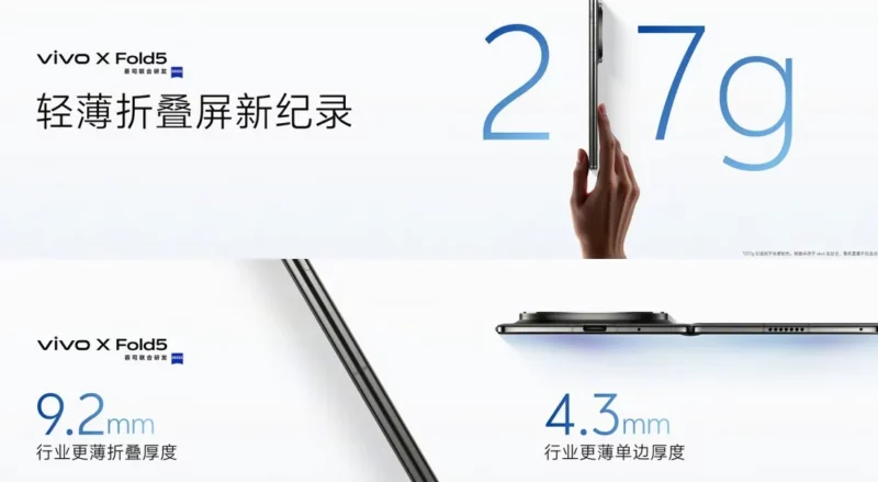 vivo X Fold5 has the biggest battery (6,000mAh) and best protection (IP69+) of any foldable