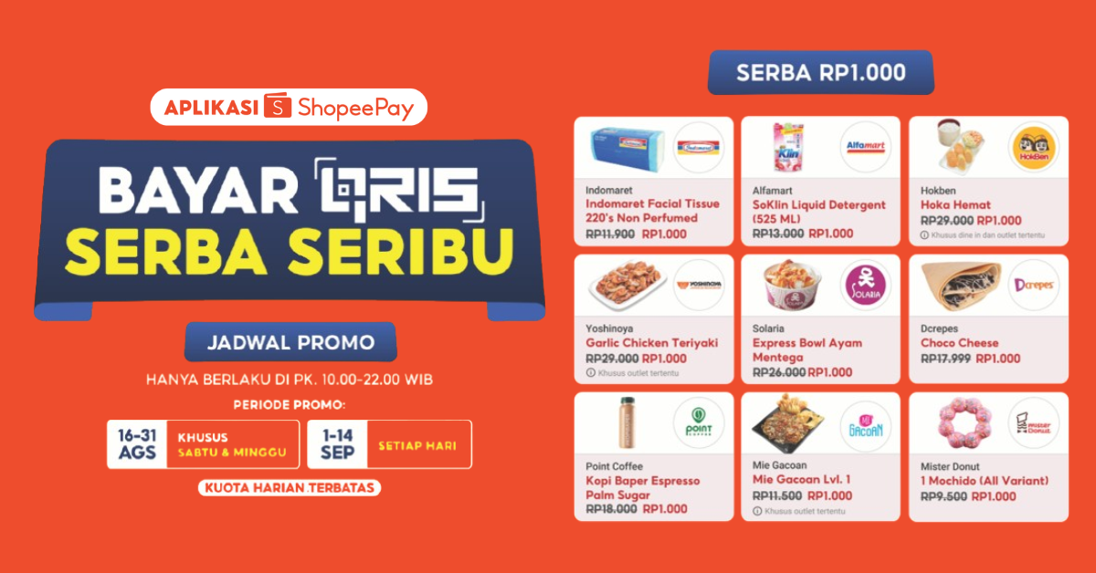Content image for article: Promo QRIS ShopeePay Serba Seribu Hematkan Weekend Pengguna