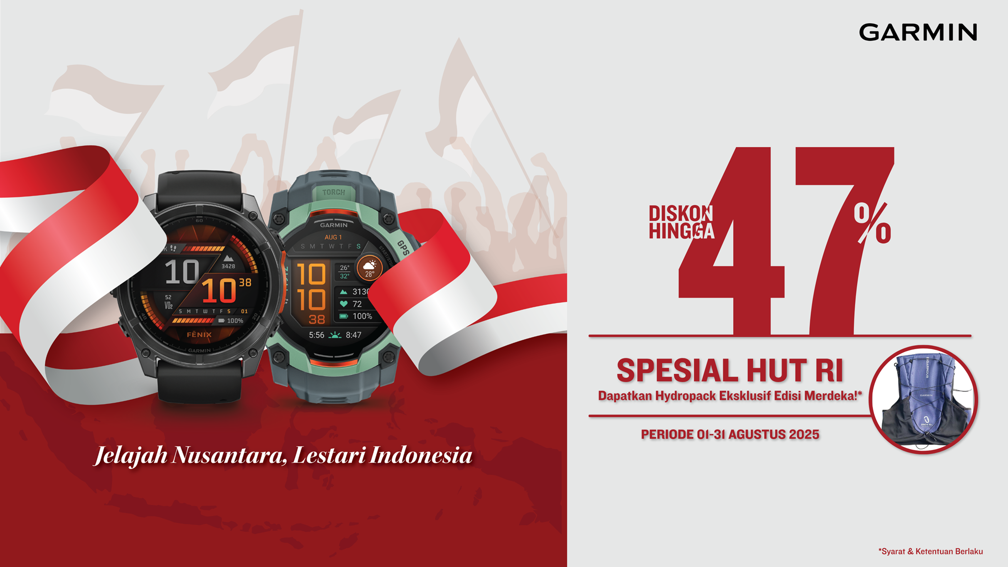Content image for article: Garmin Hadirkan Promo Spesial Jelang HUT RI ke-80, Diskon hingga 47%