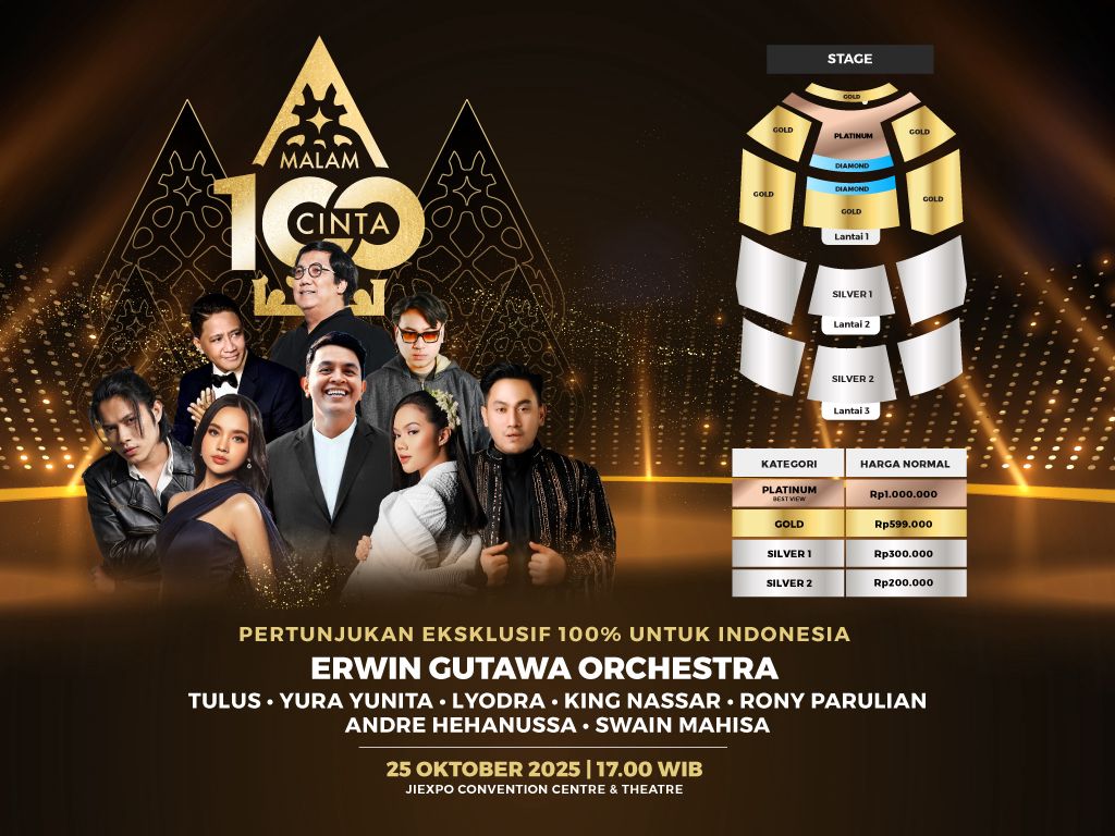 Content image for article: Smartfren Malam 100 Cinta 2025: Tiket Resmi Dibuka, Tulus hingga Lyodra Tampil