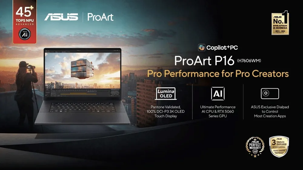 Content image for article: ASUS ProArt P16 Resmi Hadir, Laptop AI untuk Kreator Profesional