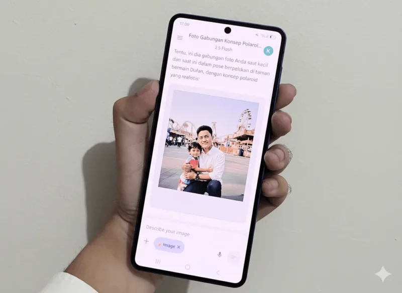 Content image for article: Samsung Galaxy Z Flip7 Permudah Buat Konten Hugging My Younger Self dengan Gemini AI