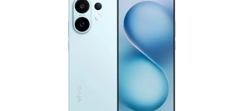 Ilustrasi smartphone vivo seri S dengan desain modern dan layar datar