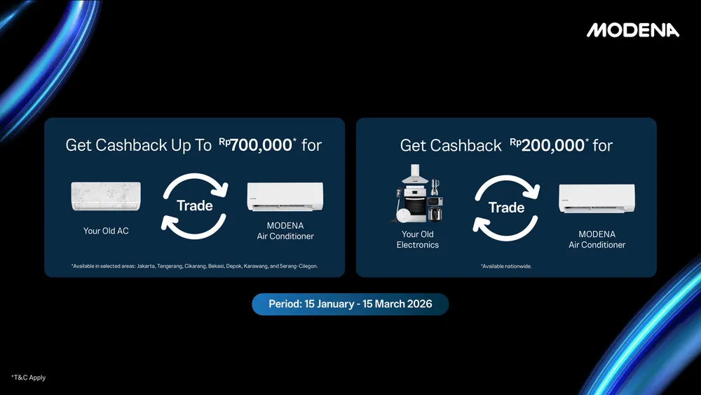 Content image for article: Tukar Elektronik Rusak Dapat Diskon, Ini Promo Trade-in AC MODENA