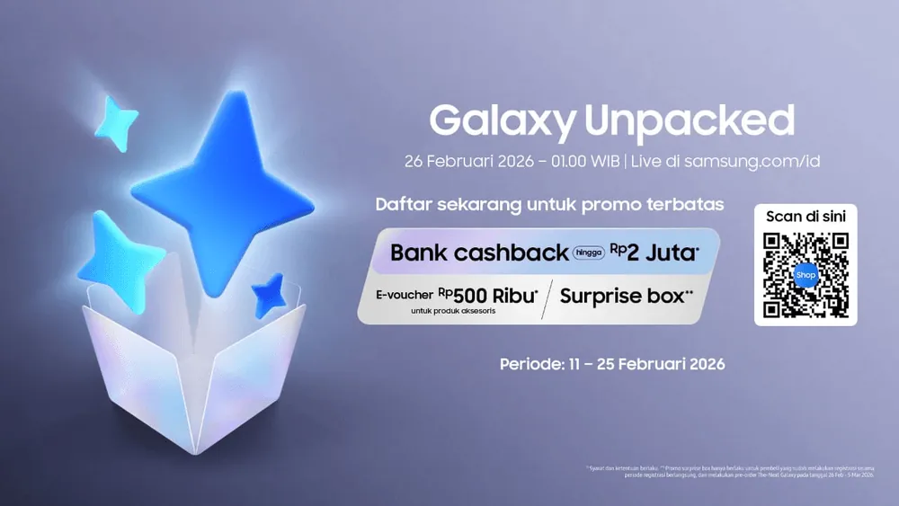 Content image for article: Samsung Buka Pre-Register Galaxy Unpacked 2026, Tawarkan Cashback Rp2 Juta