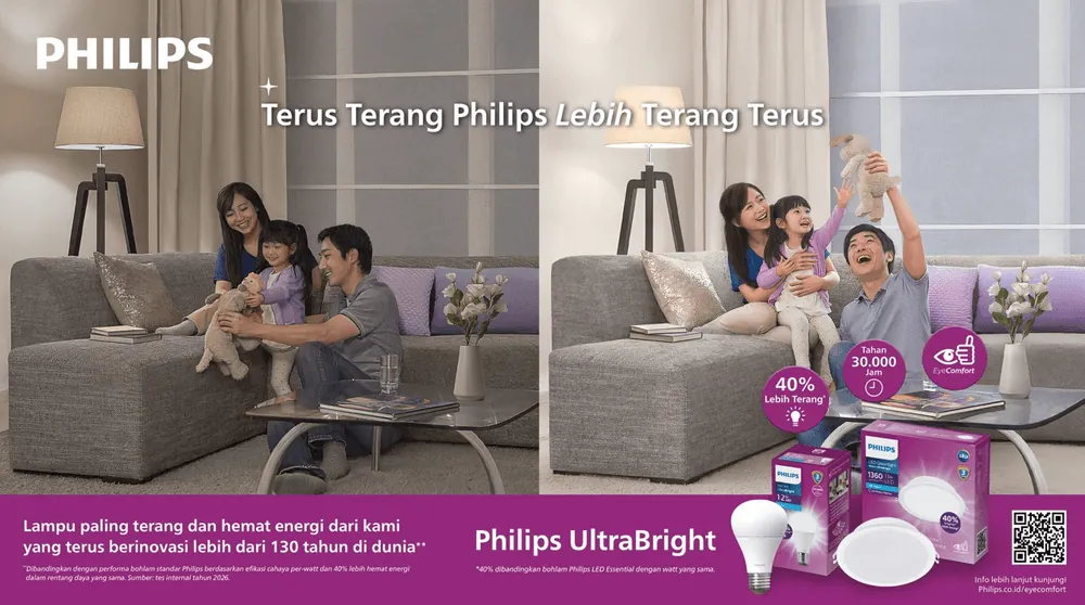 Content image for article: Philips UltraBright 40% Lebih Terang, Jawaban Kebutuhan Lampu Rumah Modern