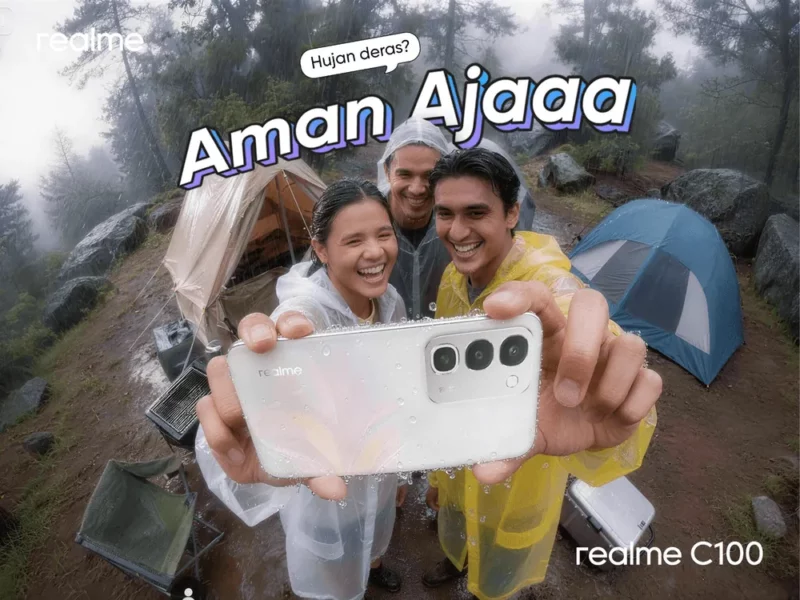 realme C100 Resmi Hadir: Baterai 8000mAh, Tahan Air IP69 Pro